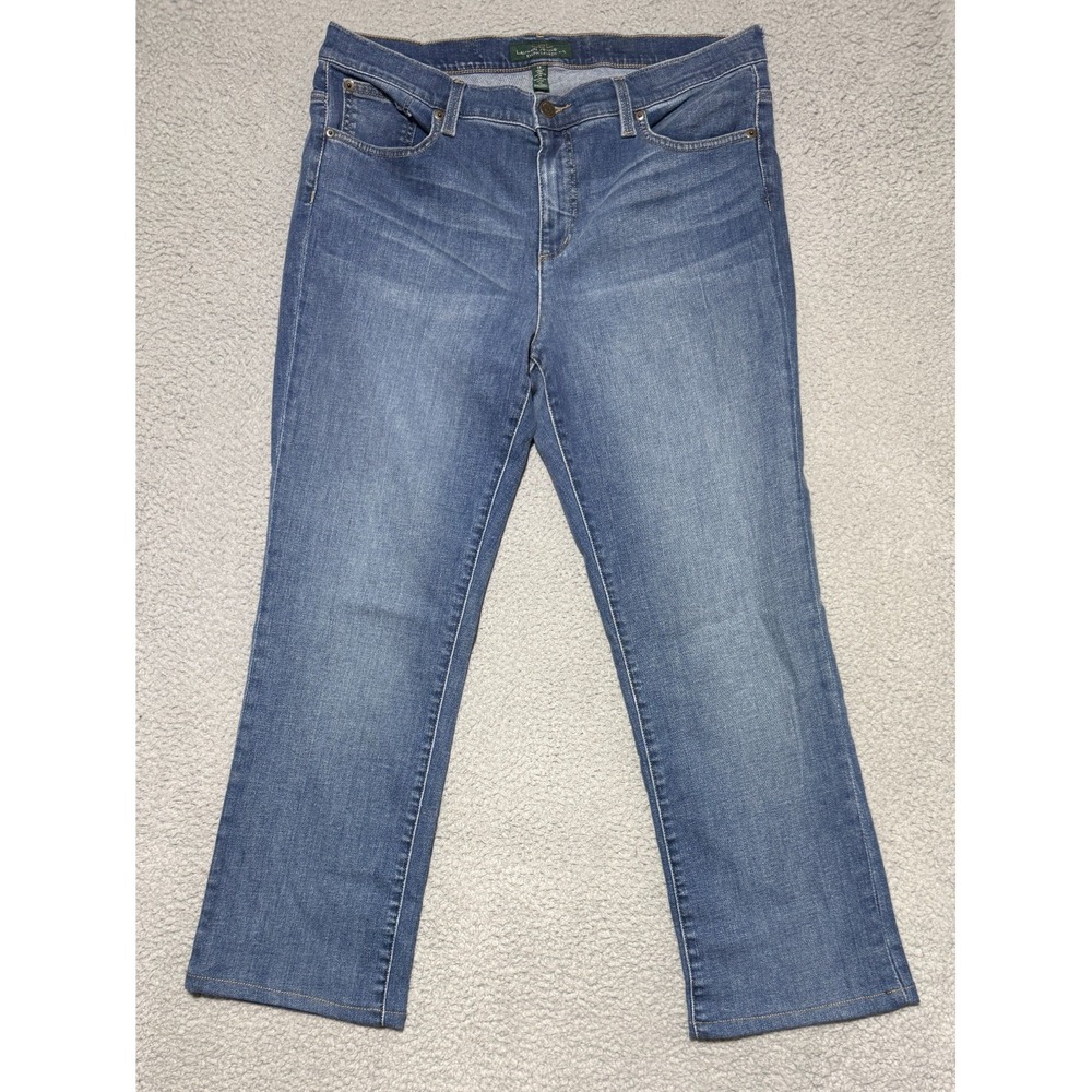 Lauren Ralph Lauren straight leg Blue jeans Womens Size 14 Stretch 34 x 27